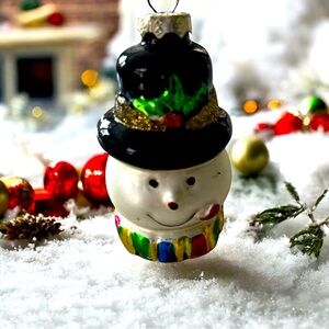 Vintage Snowman Ornament with Black Hat
